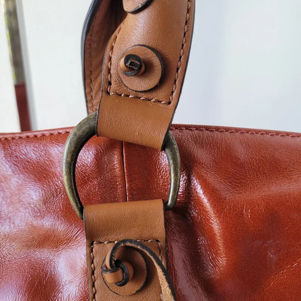 CLEARANCE - HYPE Genuine Leather Large Brown Glazed Tassel Shoulder Bag - NWT - Picture 12 of 16
